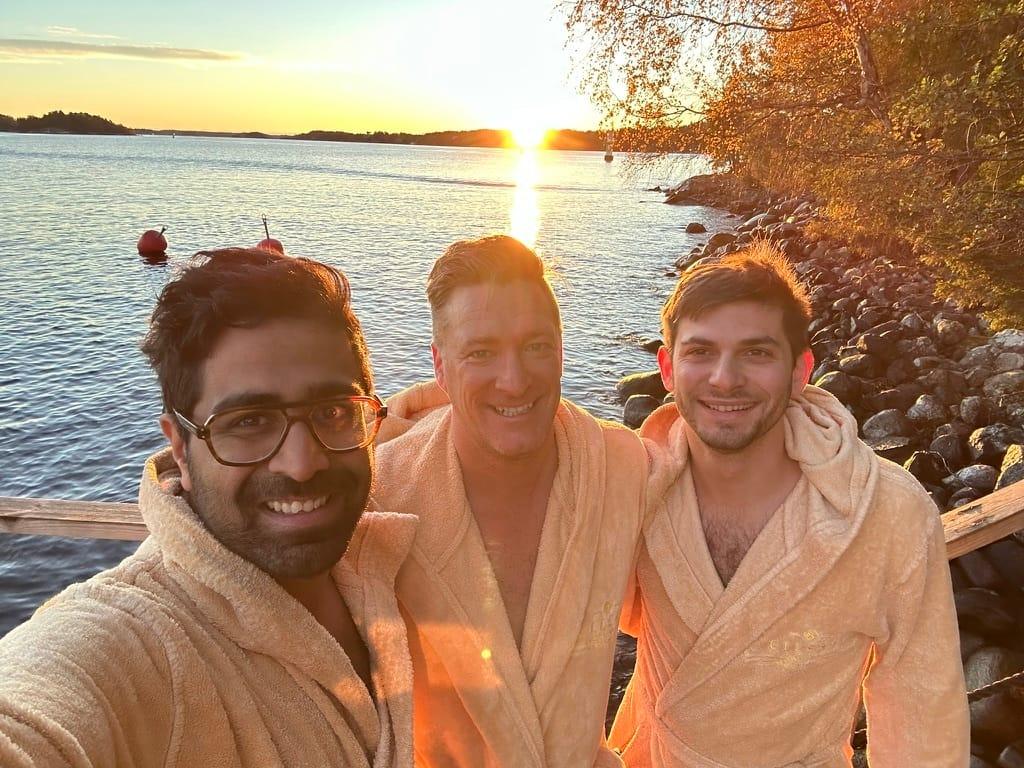 Devang, Raoul and Samir took a dip into the Swedish Ocean Devang, Raoul and Samir took a dip into the Swedish Ocean