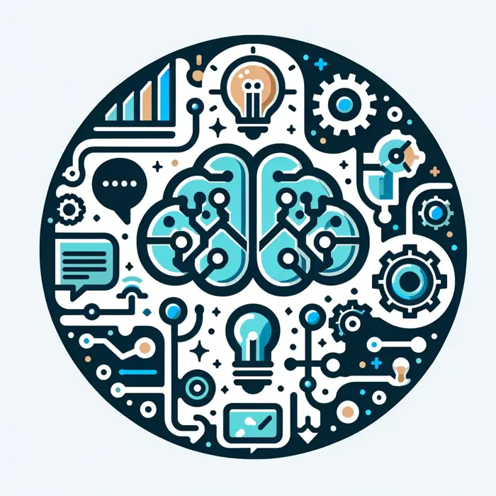 Icon showing the key features of an AI sales copilot: intelligence, communication, automation, and insights